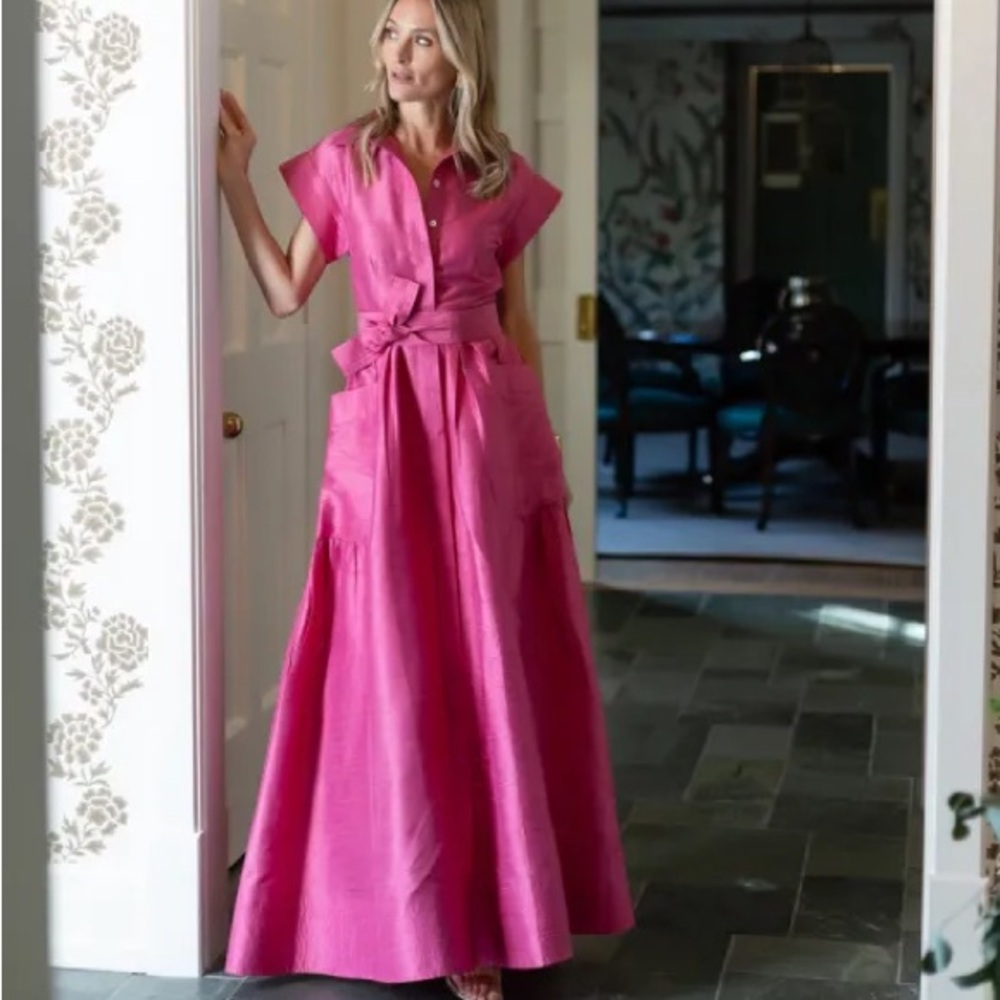 Julia Amory Bettina maxi dress..Dupioni silk…XS NWT